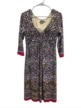 Muse Exclusively for Boston Proper Paisley & Animal Print V-Neck Dress Size 8